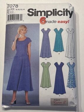 Simplicity 7078 Cottagecore Dress Pattern 6 Design Options Out-of-Print 8-14 NWT